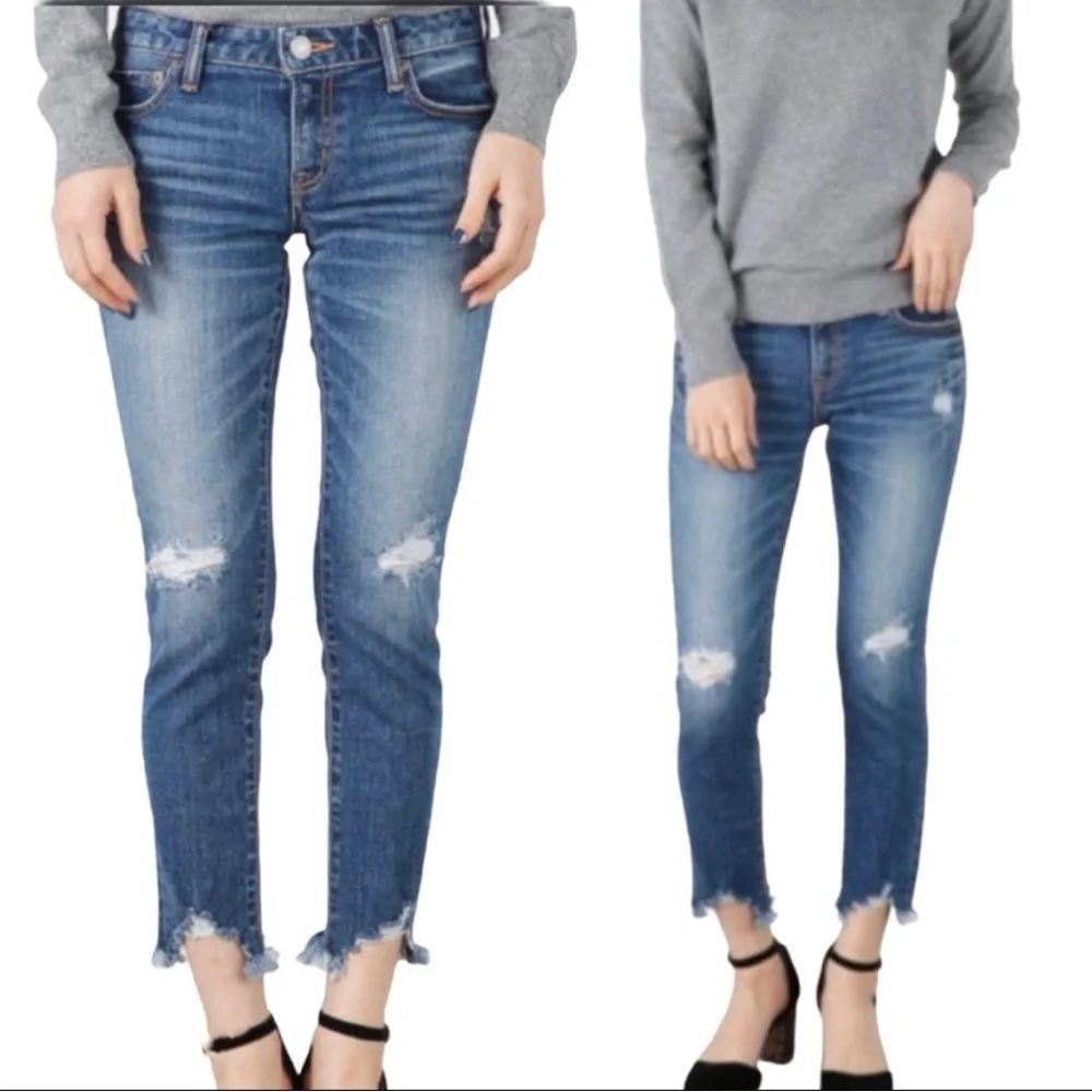 MOUSSY Vintage Distressed‎ Fringe Hem Ankle Skinny